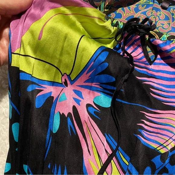 HALE BOB womens silk halter dress bright bold print XS - Picture 4 of 5